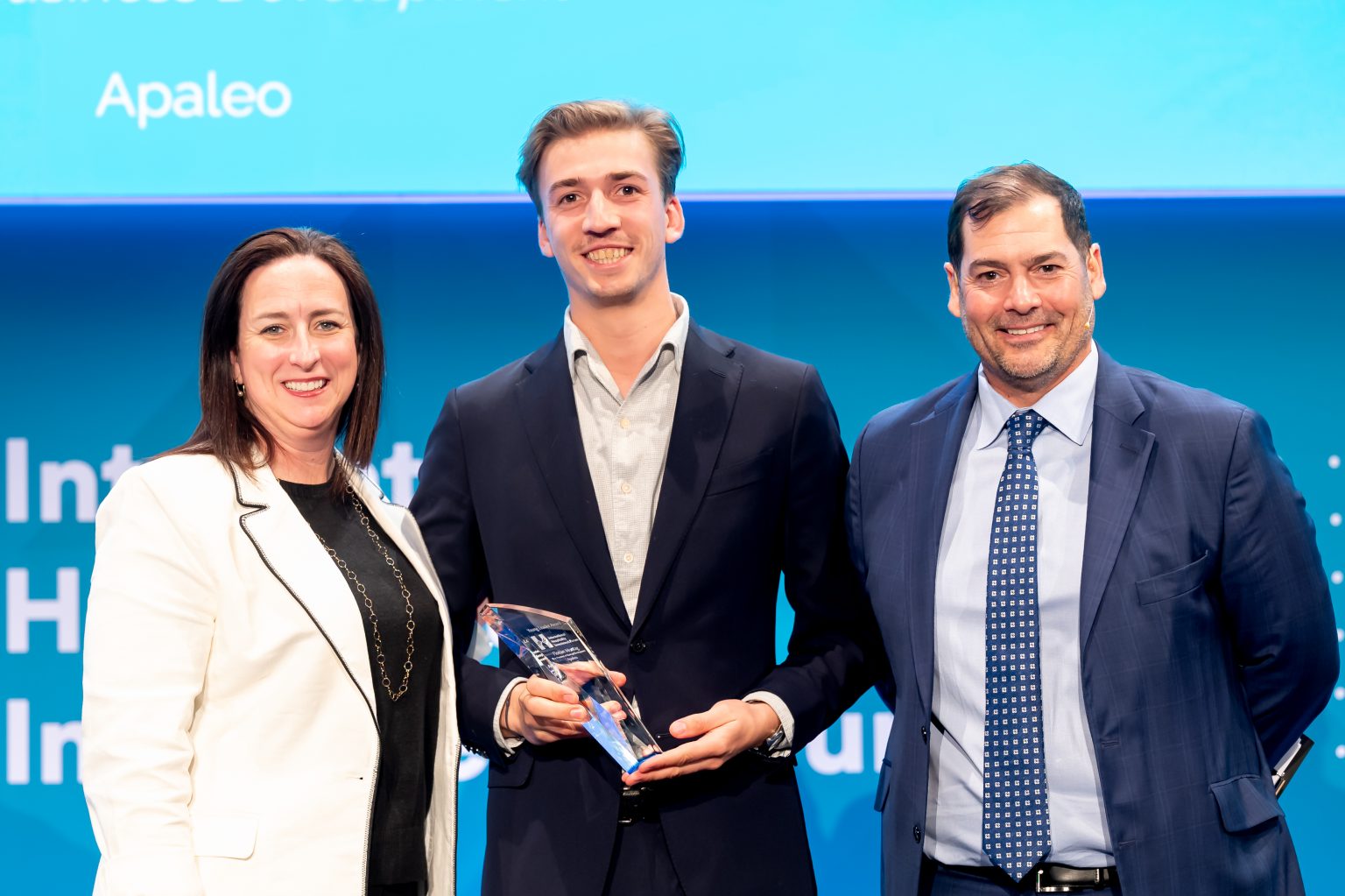 Pictured left to right: Andrea Belfanti, CEO, ISHC, Florian Montag, VP of Business Development, Apaleo, Alexi Khajavi, President, Hospitality and Travel, Questex